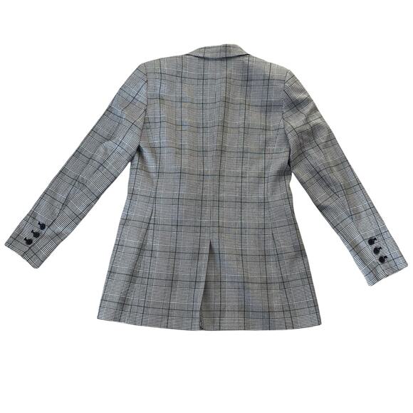 Calvin Klein Glenn Plaid Double Breasted Blazer Jacket Sz 8 Grey Black Plaid - Picture 6 of 11